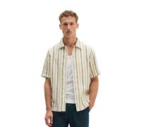 Kurzarmhemd MARC O'POLO "aus Bio-Baumwolle und Leinen", Herren, Gr. L, Normalgrößen, medium grün, Obermaterial: 78% Baumwolle, 22% Leinen, gestreift, regular fit normal, normaler Saum, Hemden (4619520