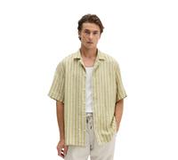 Kurzarmhemd MARC O'POLO "aus hochwertigem Leinen", Herren, Gr. XL, Normalgrößen, medium grün, Obermaterial: 100% Leinen, gestreift, regular fit normal, normaler Saum, Hemden (79532463-XL) medium grün