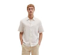Kurzarmhemd MARC O'POLO "aus Leinen-Bio-Baumwoll-Mix", Herren, Gr. XXL, Normalgrößen, weiß (medium braun), Obermaterial: 50% Leinen, 50% Baumwolle, gestreift, regular fit normal, normaler Saum, Hemden