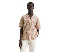 Kurzarmhemd MARC O'POLO "aus Leinen und Bio-Baumwolle", Herren, Gr. S, Normalgrößen, mo16, Obermaterial: 55% Leinen, 45% Baumwolle, bedruckt, kurz, normaler Saum, Hemden (47518231-S) mo16