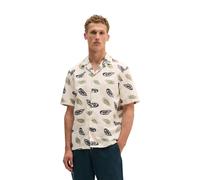 Kurzarmhemd MARC O'POLO "aus Leinen und Bio-Baumwolle", Herren, Gr. XL, Normalgrößen, beige (light beige), Obermaterial: 50% Leinen, 50% Baumwolle, unifarben, regular fit normal, normaler Saum, Hemden