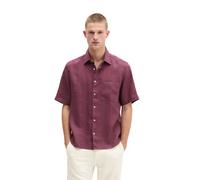 Kurzarmhemd MARC O'POLO "aus reinem Leinen", Herren, Gr. L, Normalgrößen, acai rot, Obermaterial: 100% Leinen, unifarben, regular fit normal, normaler Saum, Hemden (13103544-L) acai rot