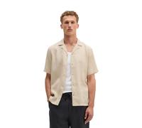 Kurzarmhemd MARC O'POLO "aus reinem Leinen", Herren, Gr. S, Normalgrößen, beige (grau silk), Obermaterial: 100% Leinen, unifarben, regular fit normal, normaler Saum, Hemden (90580028-S) grau silk