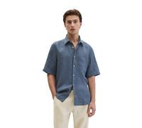 Kurzarmhemd MARC O'POLO "aus reinem Leinen", Herren, Gr. S, Normalgrößen, stormy blau, Obermaterial: 100% Leinen, unifarben, regular fit normal, normaler Saum, Hemden (48592502-S) stormy blau