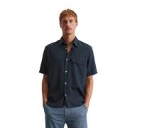 Kurzarmhemd MARC O'POLO "aus softem Lyocell", Herren, Gr. L, Normalgrößen, blau (schwarz navy), Obermaterial: 100% Lyocell, unifarben, regular fit normal, normaler Saum, Hemden (63968147-L) schwarz na