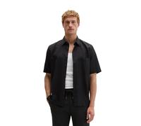 Kurzarmhemd MARC O'POLO "aus weichem TENCEL™ Lyocell - Mix", Herren, Gr. M, Normalgrößen, schwarz, Obermaterial: 47% Lyocell, 32% Leinen, 21% Baumwolle, unifarben, regular fit normal, normaler Saum, H