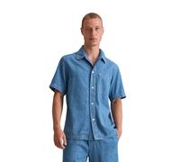 Kurzarmhemd MARC O'POLO DENIM "aus weichem Baumwoll-Lyocell-Leinen-Mix", Herren, Gr. M, Normalgrößen, blau (aqua), Obermaterial: 47% Baumwolle, 33% Lyocell, 20% Leinen, unifarben, regular fit normal,