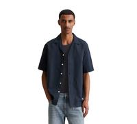 Kurzarmhemd MARC O'POLO DENIM, Damen, Gr. M, N-Gr, blau (true navy), Web, Obermaterial: 53% Leinen, 47% Baumwolle, regular fit hüftbedeckend, Hemden Kurzarmhemd (13307962-M)