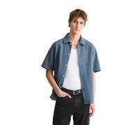 Kurzarmhemd MARC O'POLO DENIM "mit Karo-Struktur", Herren, Gr. XL, Normalgrößen, cadet blau, Obermaterial: 100% Baumwolle, unifarben, regular fit normal, normaler Saum, Hemden (85447946-XL) cadet blau