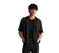 Kurzarmhemd MARC O'POLO DENIM "mit vertikalen Streifen", Herren, Gr. L, Normalgrößen, schwarz, Obermaterial: 100% Baumwolle, gestreift, relaxed fit normal, Hemden (45797645-L) schwarz