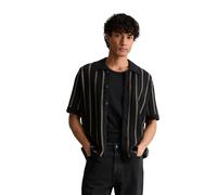 Kurzarmhemd MARC O'POLO DENIM "mit vertikalen Streifen", Herren, Gr. XL, Normalgrößen, schwarz, Obermaterial: 100% Baumwolle, gestreift, relaxed fit normal, Hemden (45797645-XL) schwarz