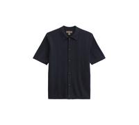 Kurzarmhemd MARC O'POLO "DFB Travel Collection", Herren, Gr. XL, N-Gr, deep night blau, Strick, Obermaterial: 100% Baumwolle, gerade normal, Hemden Kurzarmhemd (11845700-XL)