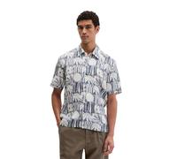 Kurzarmhemd MARC O'POLO, Herren, Gr. XXL, N-Gr, multi, waikawa blau, Web, Obermaterial: 100% Leinen, regular fit, Hemden, Leinenhemd regular fit mit Allover-Print (95357132-XXL) multi, waikawa blau