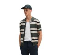 Kurzarmhemd MARC O'POLO, Herren, Gr. L, N-Gr, grün (mangrove), Strick, Obermaterial: 95% Baumwolle, 5% Polyamid, regular fit normal, Hemden, Kurzarm-Strickshirt regular in Häkel-Optik (23887523-L) man