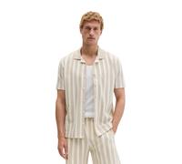 Kurzarmhemd MARC O'POLO "mit Farb-und Struktur-Streifen", Herren, Gr. XXL, Normalgrößen, beige (light beige), Obermaterial: 100% Baumwolle, gestreift, regular fit kurz, normaler Saum, Hemden (83866902