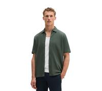 Kurzarmhemd MARC O'POLO "mit feiner Waffel-Struktur", Herren, Gr. L, Normalgrößen, mangrove, Obermaterial: 100% Baumwolle, unifarben, regular fit normal, Hemden (22836350-L) mangrove