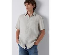 Kurzarmhemd MAVI "SHORT SLEEVE SHIRT", Herren, Gr. L, US-Größen, beige (moonstruck), 100% Leinen, clean, normal normal, eng normaler Saum, Hemden, Leinenhemd mit Tasche (31180110-L) moonstruck