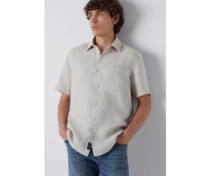 Kurzarmhemd MAVI "SHORT SLEEVE SHIRT", Herren, Gr. M, US-Größen, beige (moonstruck), 100% Leinen, clean, normal normal, eng normaler Saum, Hemden, Leinenhemd mit Tasche (31180110-M) moonstruck