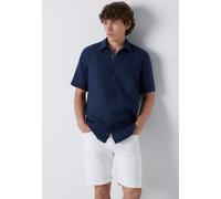 Kurzarmhemd MAVI "SHORT SLEEVE SHIRT", Herren, Gr. S, US-Größen, blau (navy blazer), 100% Leinen, clean, normal normal, eng normaler Saum, Hemden, Leinenhemd mit Tasche (16828518-S) navy blazer