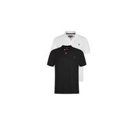 Kurzarmhemd MCS "MCS 2er-Pack polo shirts MCHarry", Herren, Gr. XL, Normalgrößen, schwarz-weiß (tap shoe, weiß), Obermaterial: 100% Baumwolle, Hemden (54502868-XL) tap shoe, weiß