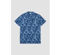 Kurzarmhemd mit All-over-Print in Leinenoptik 134/140 blau 2164637.53A1.134_140