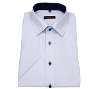 Kurzarmhemd - Modern Fit - fein kariert - hellblau / weiß Eterna