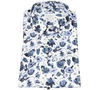 Kurzarmhemd - Modern Fit - Florales Muster - blau / grün / weiß Eterna