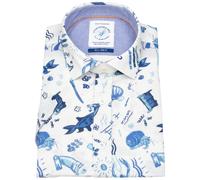 Kurzarmhemd - Modern Fit - Maritim - blau A Fish Named Fred