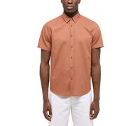 Kurzarmhemd MUSTANG "Herren Style Berkeley", Herren, Gr. L, US-Größen, braun 3183, Web, 55% Leinen, 45% Baumwolle, unifarben, regular fit, Hemden (72158700-L) braun 3183