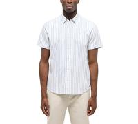 Kurzarmhemd MUSTANG "Herren Style Berkeley", Herren, Gr. L, US-Größen, grün 12896, Web, 55% Leinen, 45% Baumwolle, gestreift, regular fit, Hemden (64925029-L) grün 12896