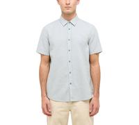 Kurzarmhemd MUSTANG "Herren Style Berkeley", Herren, Gr. S, US-Größen, grün (grün 6461), Web, 55% Leinen, 45% Baumwolle, meliert, regular fit, Hemden Kurzarmhemd (83624628-S)