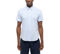 Kurzarmhemd MUSTANG "Herren Style Berkeley", Herren, Gr. XL, US-Größen, blau 5282, Web, 55% Leinen, 45% Baumwolle, unifarben, regular fit, Hemden (47478901-XL) blau 5282