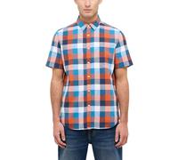 Kurzarmhemd MUSTANG "Herren Style Berkeley", Herren, Gr. XL, US-Größen, bunt (bunt 12736), Popeline, 55% Leinen, 45% Baumwolle, kariert, regular fit, Hemden Kurzarmhemd (52654332-XL)