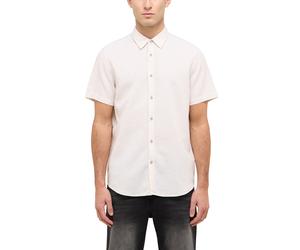 Kurzarmhemd MUSTANG "Herren Style Berkeley", Herren, Gr. XXL, US-Größen, beige 4012, Web, 55% Leinen, 45% Baumwolle, unifarben, regular fit, Hemden Kurzarmhemd (87893011-XXL)