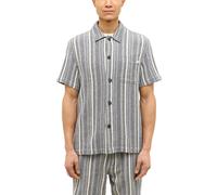 Kurzarmhemd MUSTANG "Herren Style Holiday", Damen, Gr. L, US-Größen, blau (blau 12740), Web, 100% Baumwolle, gestreift, relaxed fit, Hemden Kurzarmhemd (91390633-L)