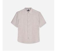 Kurzarmhemd OLYMP "Casual", Herren, Gr. XXL, N-Gr, braun, Web, Obermaterial: 100% Leinen, gestreift, normal, Hemden, Sommerhemd, Leinenhemd (27151603-XXL) braun