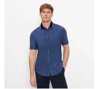 Kurzarmhemd OLYMP, Herren, Gr. 3XL, N-Gr, marine, Web, Obermaterial: 100% Baumwolle, regular fit normal, Hemden, Freizeithemd, Polokragen, regular fit (45942052-XXXL) marine