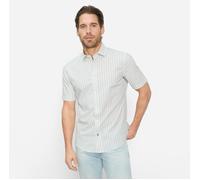 Kurzarmhemd OLYMP, Herren, Gr. XXL, N-Gr, blau (bleu), Web, Obermaterial: 81% Baumwolle, 14% Lyocell, 5% Elasthan, casual, regular fit, Kurzarm, Hemden, fein gestreift (81798136-XXL) bleu