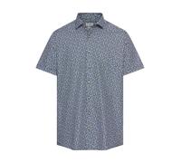 Kurzarmhemd OLYMP "Level 5", Herren, Gr. 46, N-Gr, blau (marine), Web, Obermaterial: 100% Baumwolle, figurbetont, Hemden, floraler Alloverprint (22218144-46) marine
