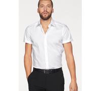 Kurzarmhemd OLYMP "Level Five body fit", Herren, Gr. 37, N-Gr, weiß, Web, Obermaterial: 97% Baumwolle, 3% Elastolefin, unifarben, schmal, Hemden, klassisch, unifarben (475528-37) weiß