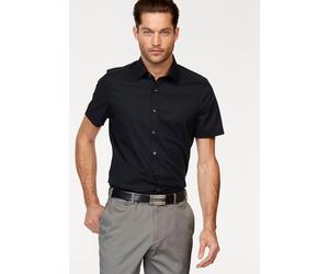 Kurzarmhemd OLYMP "Level Five body fit", Herren, Gr. 42, N-Gr, schwarz, Web, Obermaterial: 97% Baumwolle, 3% Elastolefin, unifarben, schmal, Hemden, klassisch, unifarben (573681-42) schwarz