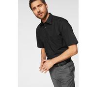 Kurzarmhemd OLYMP "Luxor comfort fit", Herren, Gr. 43, N-Gr, schwarz, Web, Obermaterial: 100% Baumwolle, unifarben, bequem, abgesteppt, Hemden, Kurzarmhemd mit Brusttasche, bügelfrei (98072029-43) sch