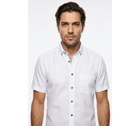 Kurzarmhemd OLYMP "Luxor", Herren, Gr. 41, N-Gr, weiß, Web, Obermaterial: 100% Baumwolle, normal, Hemden, Businesshemd, modern fit, Button-down-Kragen (25639119-41) weiß