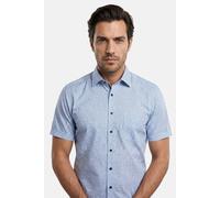 Kurzarmhemd OLYMP "Luxor", Herren, Gr. 43, N-Gr, rauchblau, Web, Obermaterial: 100% Baumwolle, normal, Hemden, Businesshemd, modern fit, New Kentkragen (45788952-43) rauchblau