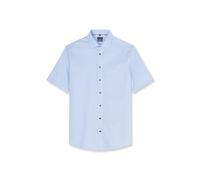 Kurzarmhemd OLYMP "Luxor", Herren, Gr. 45, N-Gr, blau (bleu), Web, Obermaterial: 100% Baumwolle, tailliert normal, Hemden, Businesshemd, modern fit, New-Kentkragen (90340812-45) bleu