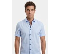 Kurzarmhemd OLYMP "Luxor", Herren, Gr. 45, N-Gr, bleu, Web, Obermaterial: 100% Baumwolle, normal, Hemden, Businesshemd, modern fit, Button-down-Kragen (34133607-45) bleu