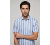Kurzarmhemd OLYMP "Luxor", Herren, Gr. 47, N-Gr, blau (bleu), Web, Obermaterial: 100% Baumwolle, normal, Hemden, Businesshemd, modern fit, Global Kent (41306704-47) bleu