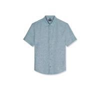 Kurzarmhemd OLYMP "OLYMP Casual, regular fit, Kent", Herren, Gr. M, Normaler Arm, smaragd, 100% Leinen, Hemden (89945447-M) smaragd