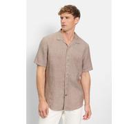 Kurzarmhemd OLYMP "OLYMP Casual, regular fit, Reverskragen", Herren, Gr. XL, Normaler Arm, braun, 100% Leinen, Hemden (44188165-XL) braun