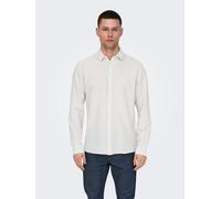 Kurzarmhemd ONLY & SONS "ONSCAIDEN LS STRIPE LINEN SHIRT 660 NOOS", Herren, Gr. L, N-Gr, beige (chinchilla), Web, Obermaterial: 55% Baumwolle, 45% Leinen, unifarben, Basic, slim fit, Hemden (67943137-